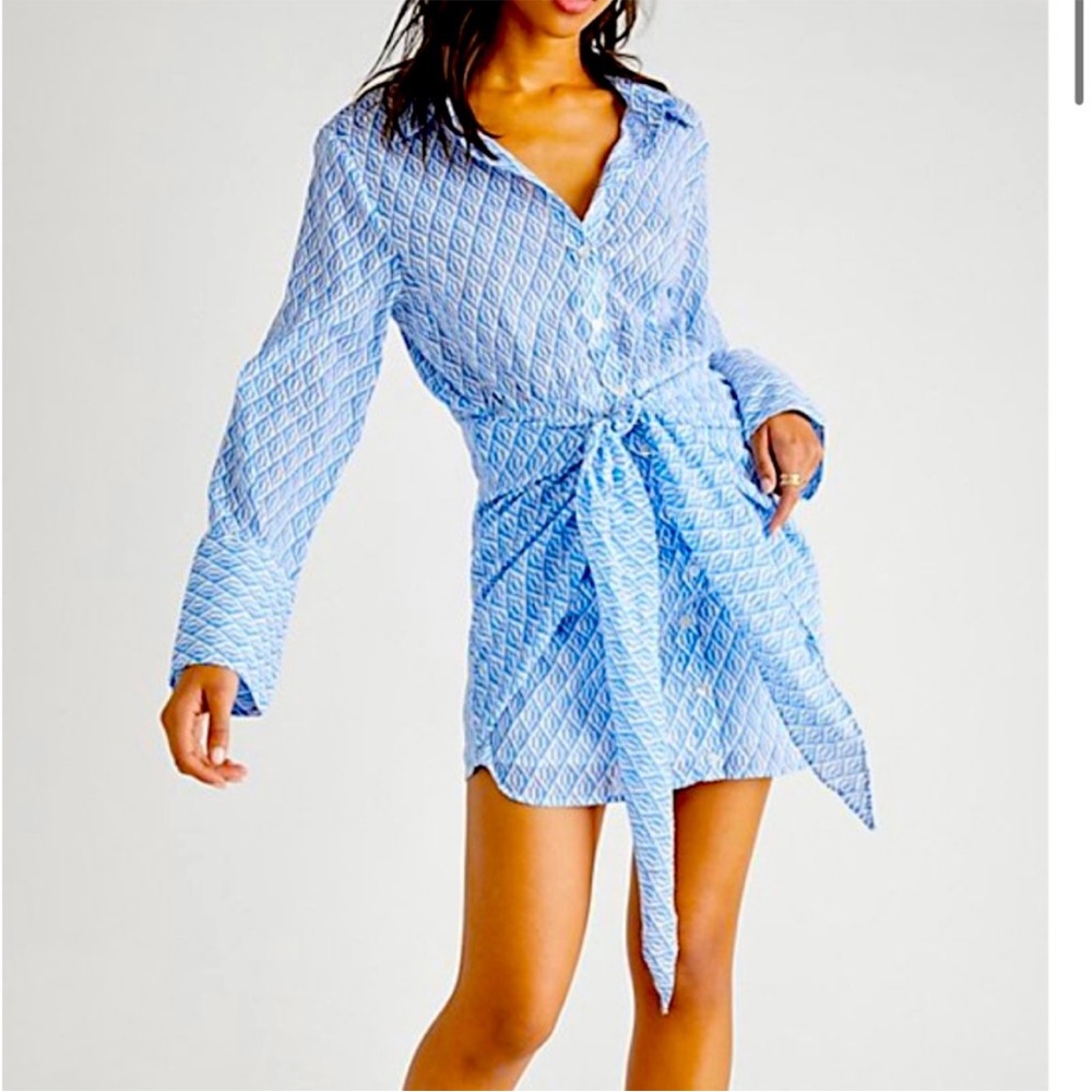 free people Blue Patterned Shirt Dress